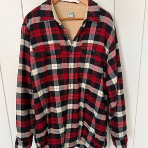 L.L. Bean Cream and Black Plaid Shirt